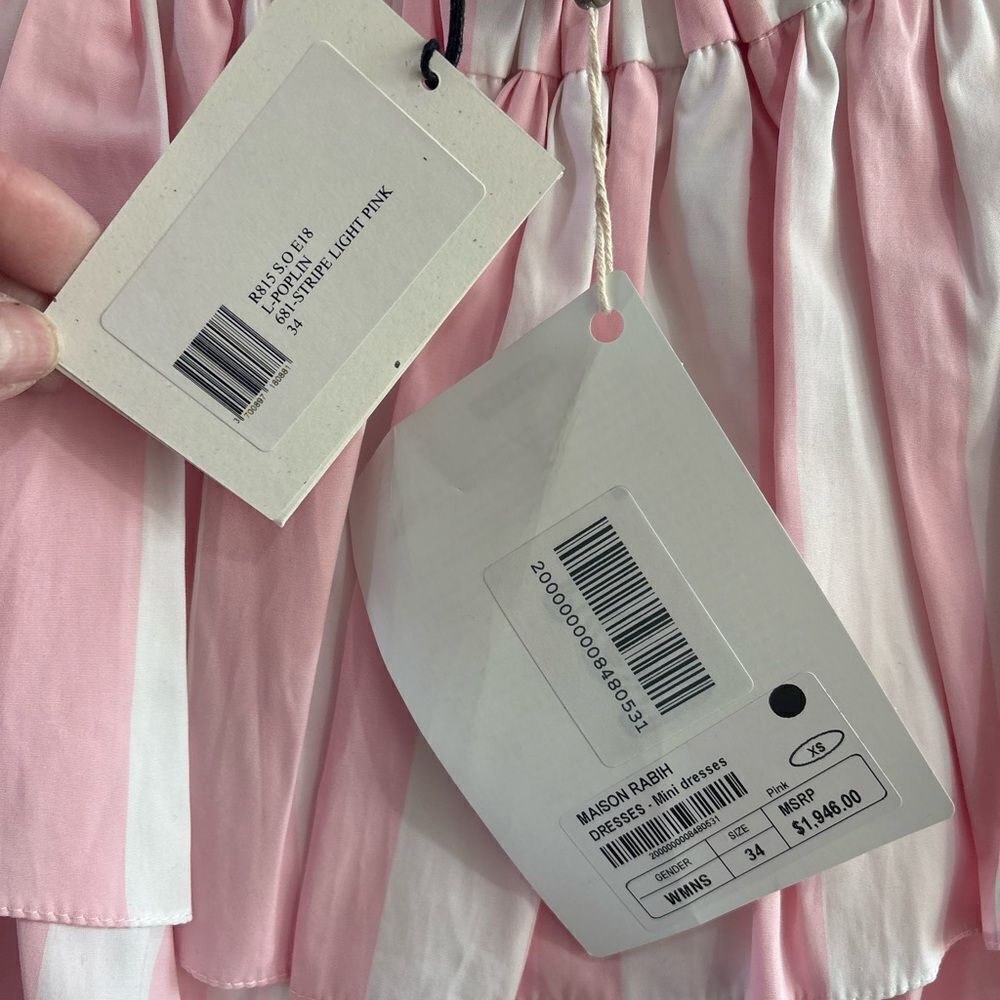 Maison Rabih Kayrouz LIGHT PINK striped off-shoulder dress $1946 - Picture 3 of 4